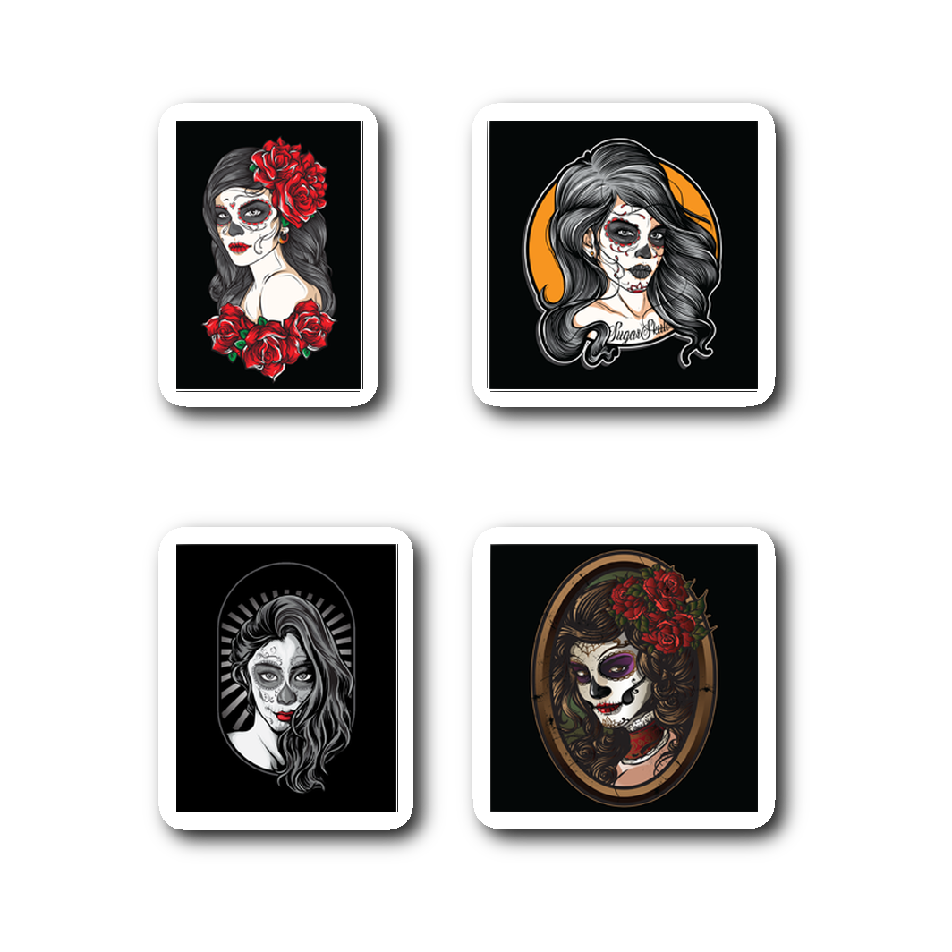 Calavera Girl Sugar Skull Sticker Sheet