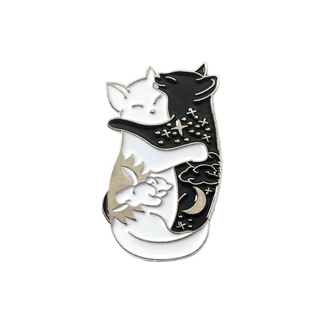 Yin-Yang Cat Enamel Pin