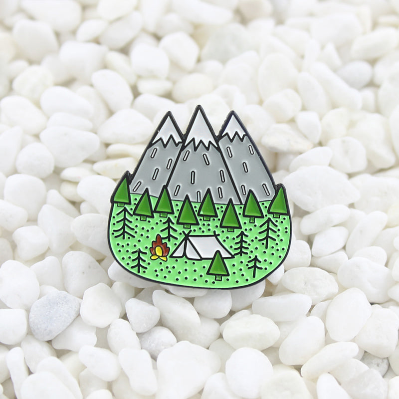 Camping With Mountains Enamel Pin