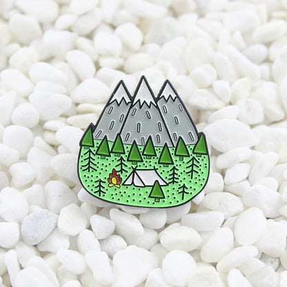 Camping With Mountains Enamel Pin