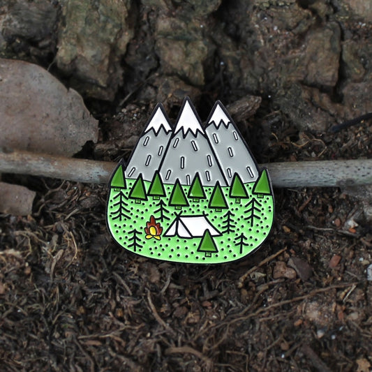 Camping With Mountains Enamel Pin