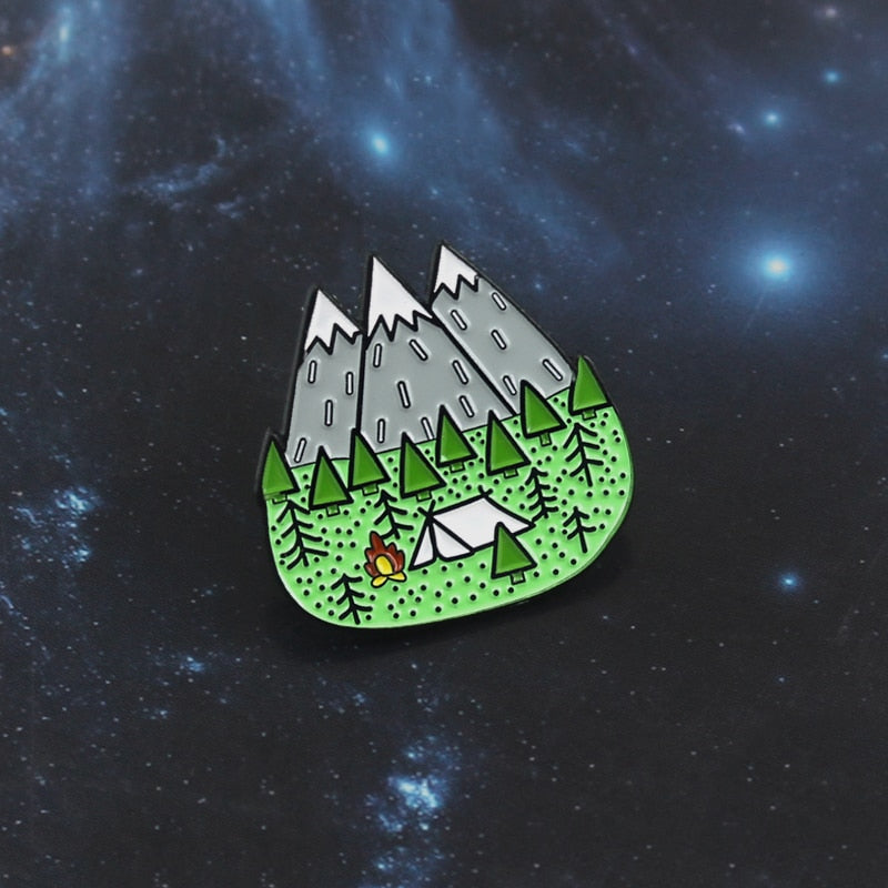 Camping With Mountains Enamel Pin