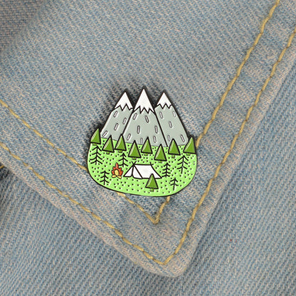 Camping With Mountains Enamel Pin