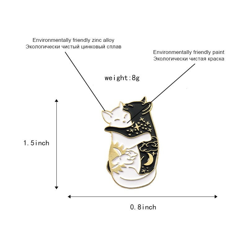 Yin-Yang Cat Enamel Pin