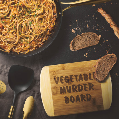 Vegetable Murder Board Bamboo Cutting Board